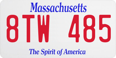 MA license plate 8TW485