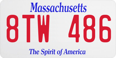 MA license plate 8TW486