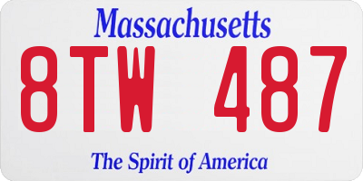 MA license plate 8TW487