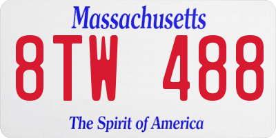 MA license plate 8TW488