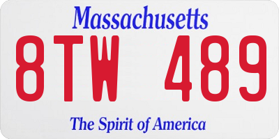 MA license plate 8TW489