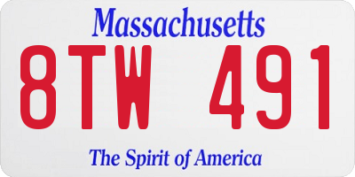 MA license plate 8TW491