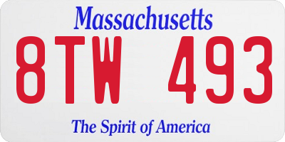 MA license plate 8TW493