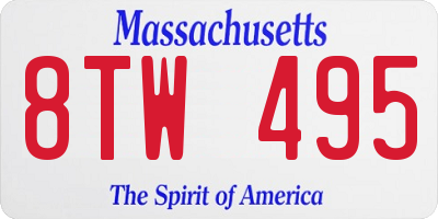 MA license plate 8TW495