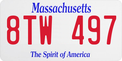 MA license plate 8TW497