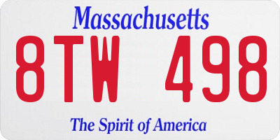 MA license plate 8TW498