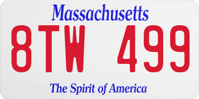 MA license plate 8TW499