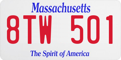 MA license plate 8TW501