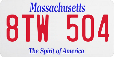 MA license plate 8TW504
