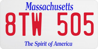 MA license plate 8TW505