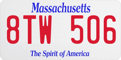 MA license plate 8TW506