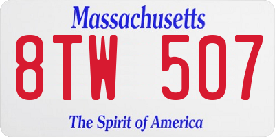 MA license plate 8TW507