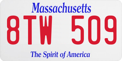 MA license plate 8TW509