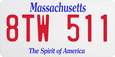 MA license plate 8TW511