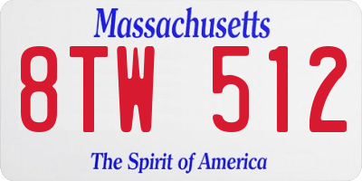 MA license plate 8TW512