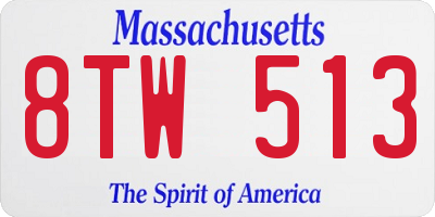 MA license plate 8TW513
