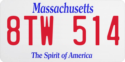 MA license plate 8TW514