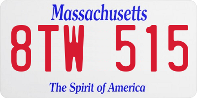 MA license plate 8TW515