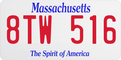 MA license plate 8TW516