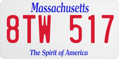 MA license plate 8TW517