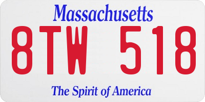 MA license plate 8TW518