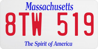 MA license plate 8TW519
