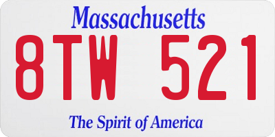 MA license plate 8TW521