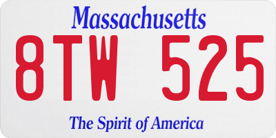 MA license plate 8TW525