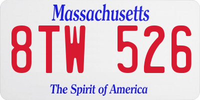 MA license plate 8TW526