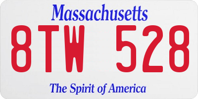 MA license plate 8TW528