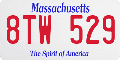 MA license plate 8TW529