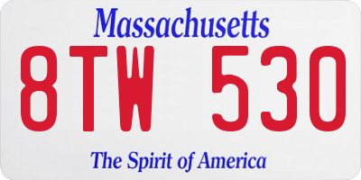 MA license plate 8TW530