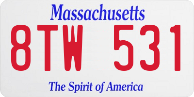 MA license plate 8TW531