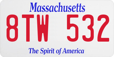 MA license plate 8TW532