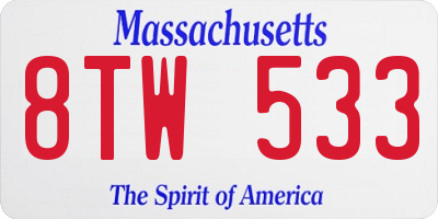 MA license plate 8TW533