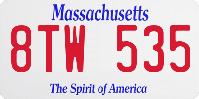 MA license plate 8TW535