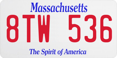 MA license plate 8TW536