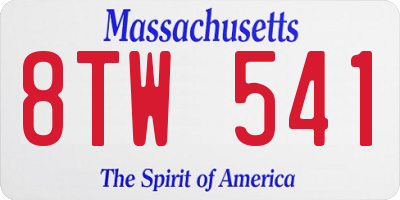MA license plate 8TW541