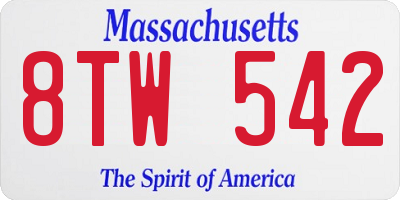MA license plate 8TW542