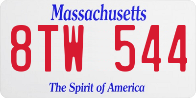 MA license plate 8TW544