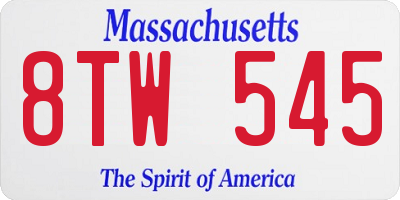 MA license plate 8TW545