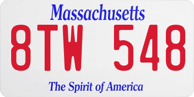 MA license plate 8TW548