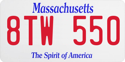 MA license plate 8TW550