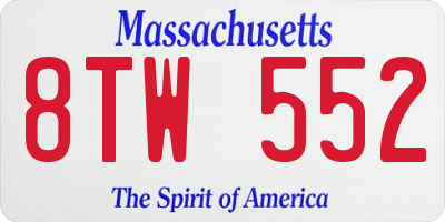 MA license plate 8TW552