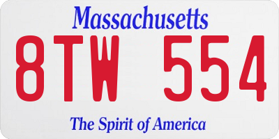 MA license plate 8TW554