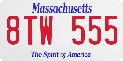 MA license plate 8TW555