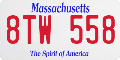 MA license plate 8TW558
