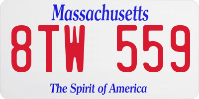 MA license plate 8TW559