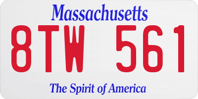 MA license plate 8TW561