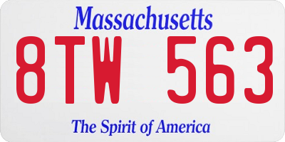 MA license plate 8TW563